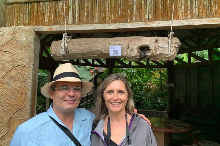 a person standing in front of a building